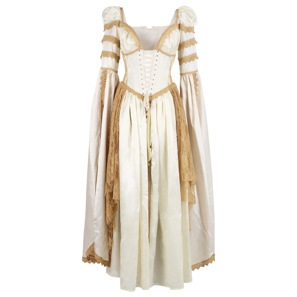 Attitude Corsets - Linlee Elven Inspired Rococo Langes Korsett Kleid - Elfenbeinfarben